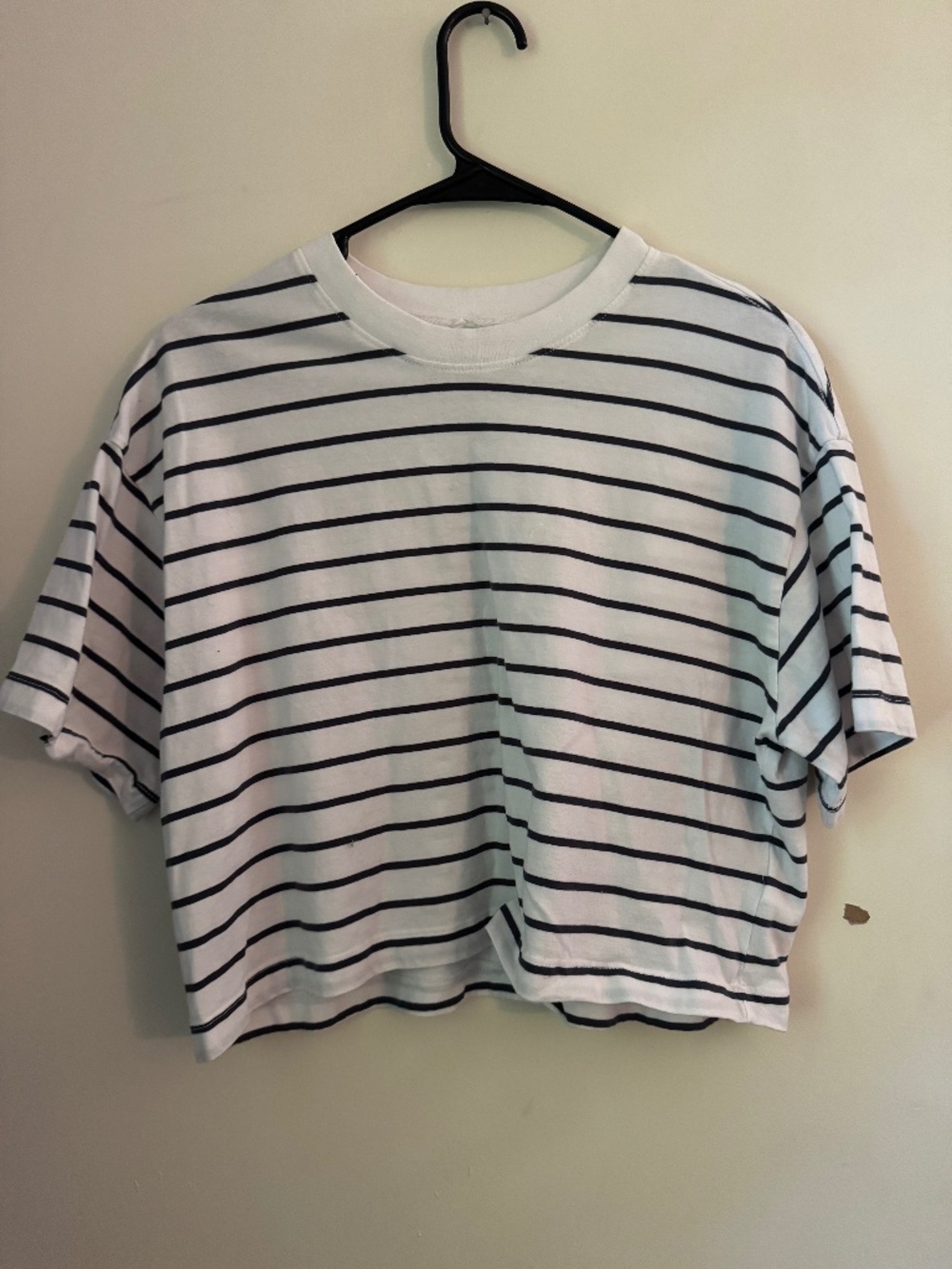 Striped boxy fit crop t-shirt